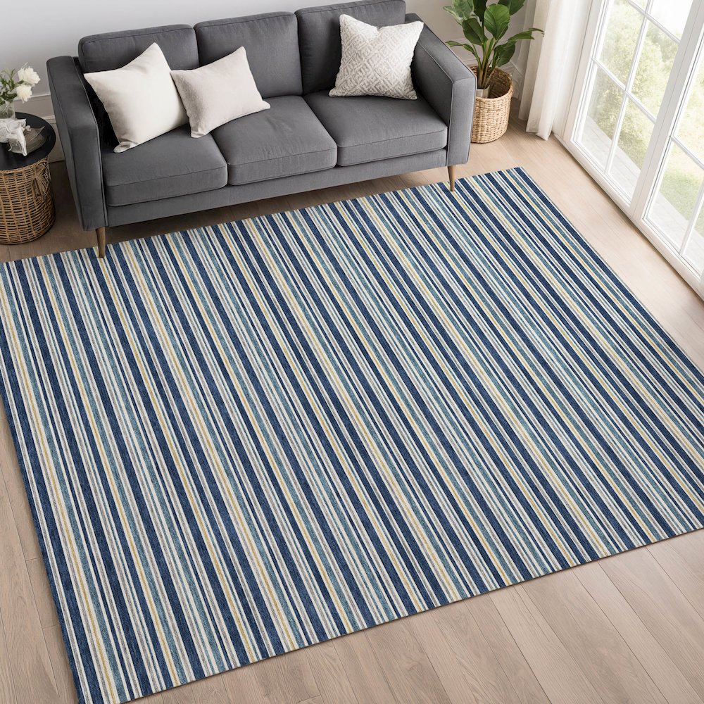 Luxury Washable Indoor/Outdoor Soft Essentials SE2 Blue 2'6" x 3'10" Rug