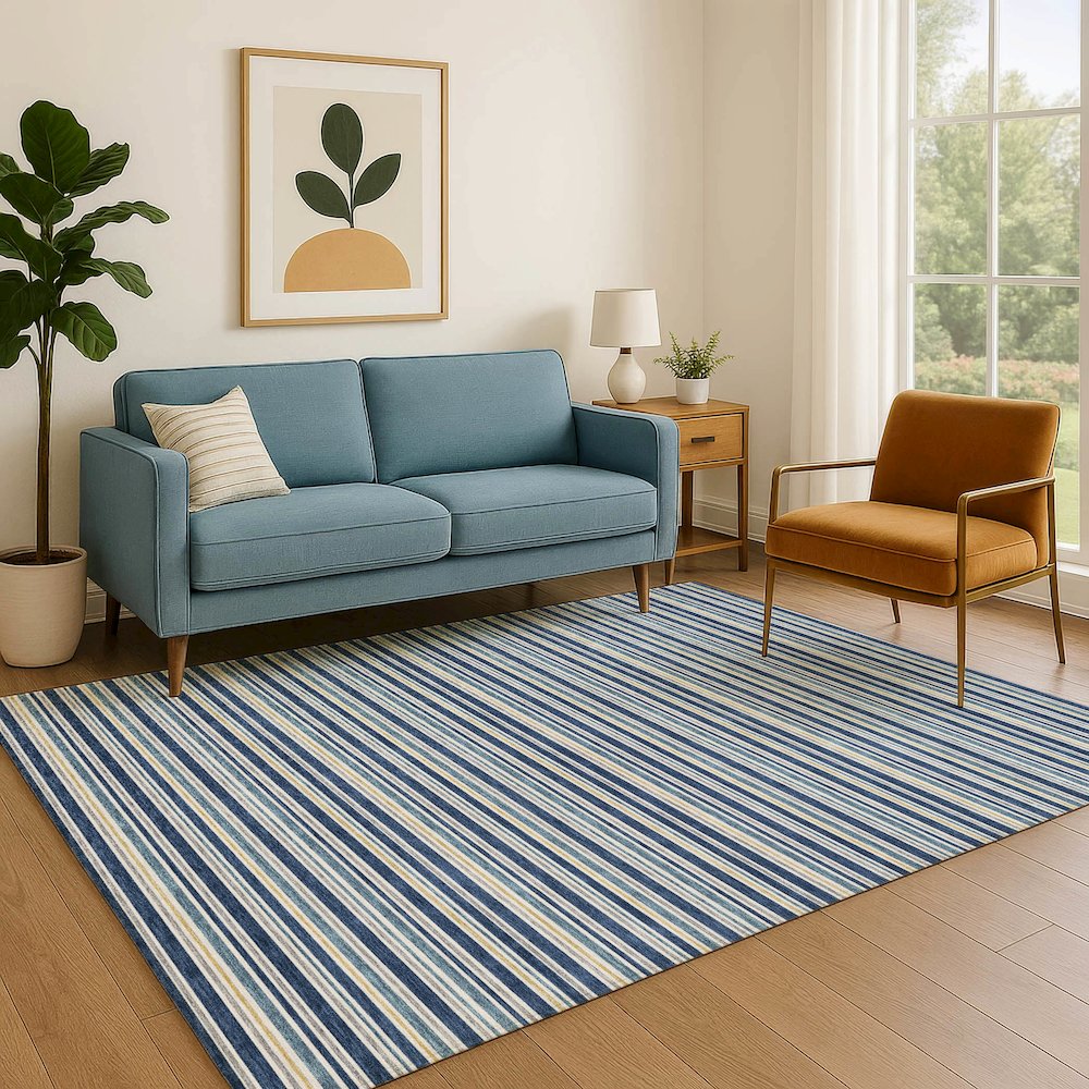 Luxury Washable Indoor/Outdoor Soft Essentials SE2 Blue 2'6" x 3'10" Rug