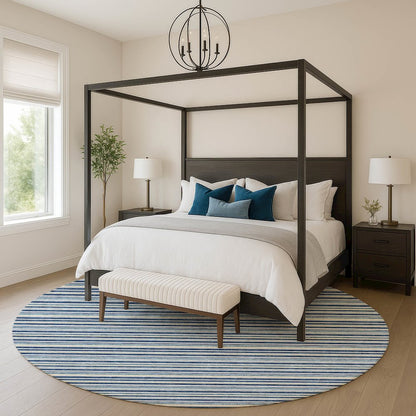 Luxury Washable Indoor/Outdoor Soft Essentials SE2 Blue 8' x 8' Rug