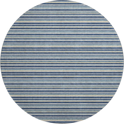 Luxury Washable Indoor/Outdoor Soft Essentials SE2 Blue 8' x 8' Rug