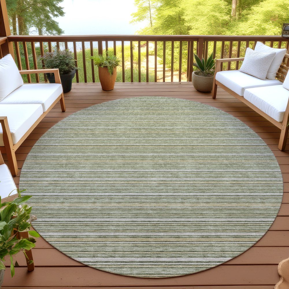 Luxury Washable Indoor/Outdoor Soft Essentials SE2 Green 8' x 8' Rug
