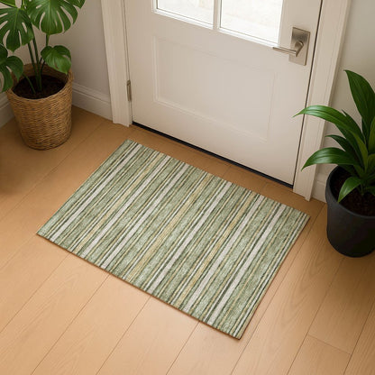 Luxury Washable Indoor/Outdoor Soft Essentials SE2 Green 1'8" x 2'6" Rug