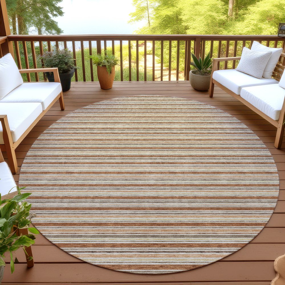 Luxury Washable Indoor/Outdoor Soft Essentials SE2 Orange 8' x 8' Rug
