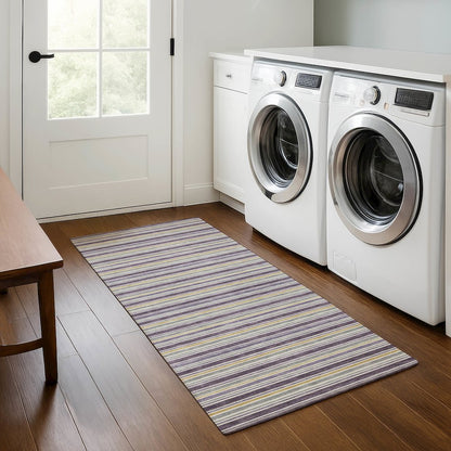 Luxury Washable Indoor/Outdoor Soft Essentials SE2 Purple 2'3" x 7'6" Runner Rug