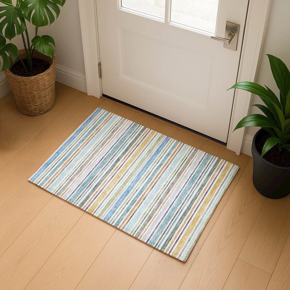 Luxury Washable Indoor/Outdoor Soft Essentials SE2 Multi 1'8" x 2'6" Rug