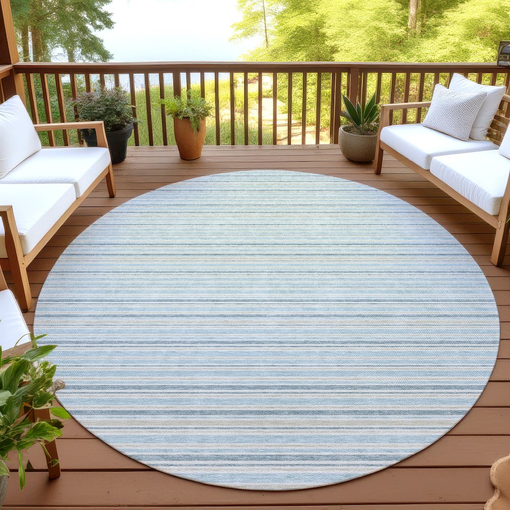 Luxury Washable Indoor/Outdoor Soft Essentials SE2 Blue 8' x 8' Rug