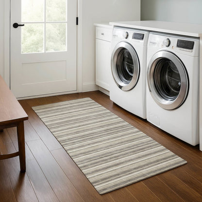 Luxury Washable Indoor/Outdoor Soft Essentials SE2 Brown 2'3" x 7'6" Runner Rug