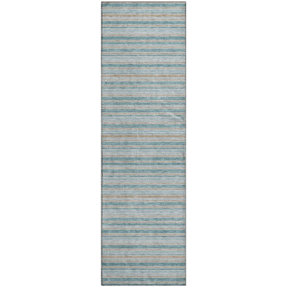Luxury Washable Indoor/Outdoor Soft Essentials SE2 Teal 2'3" x 7'6" Runner Rug