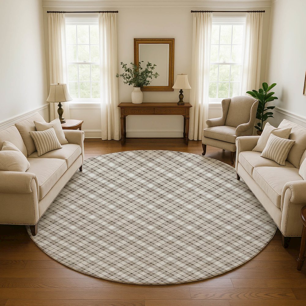 Luxury Washable Indoor/Outdoor Soft Essentials SE3 Brown 8' x 8' Rug