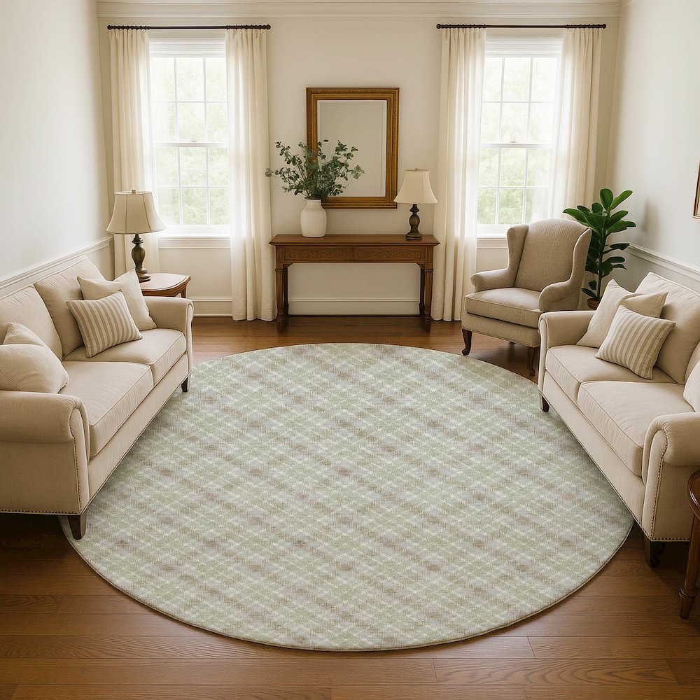 Luxury Washable Indoor/Outdoor Soft Essentials SE3 Green 8' x 8' Rug