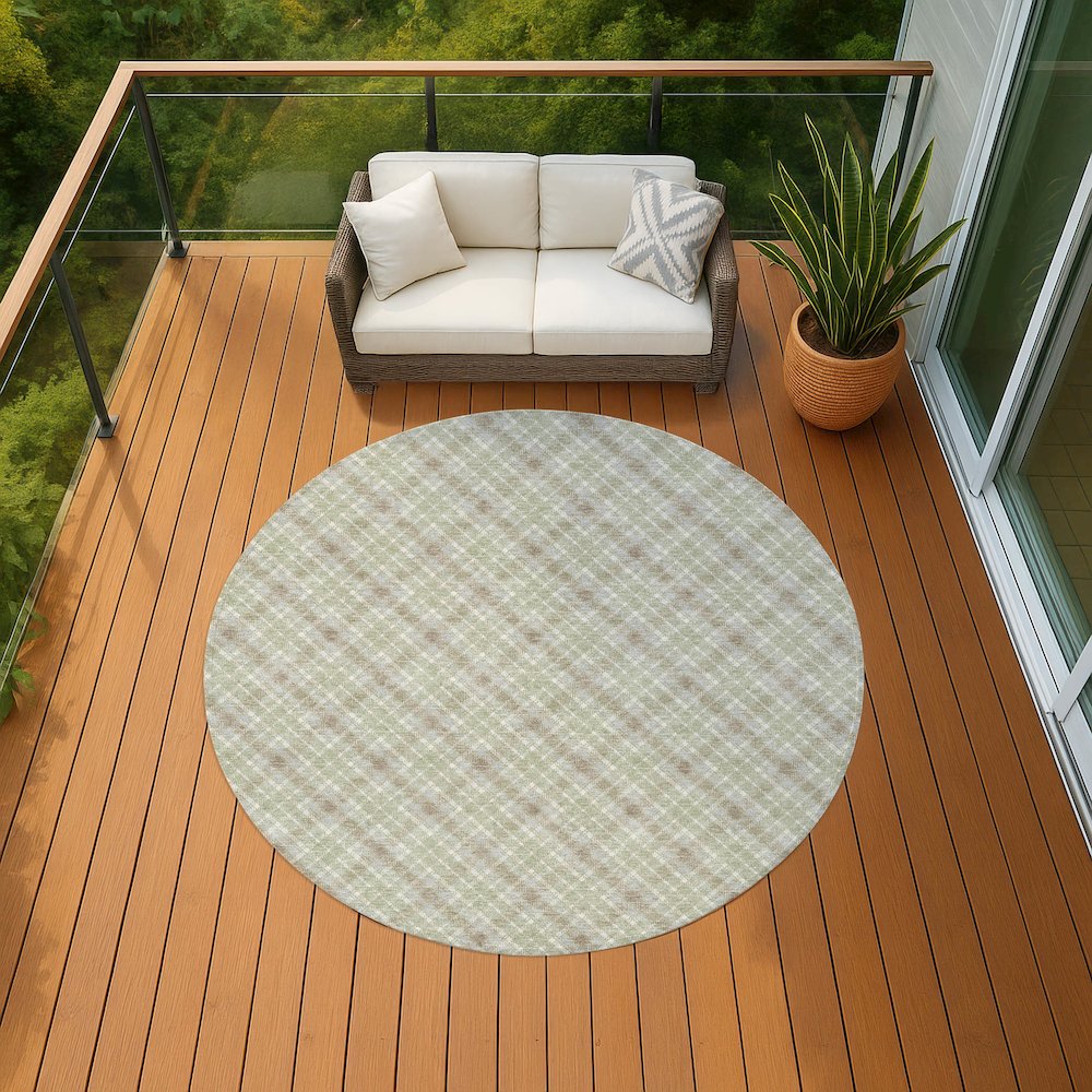 Luxury Washable Indoor/Outdoor Soft Essentials SE3 Green 8' x 8' Rug