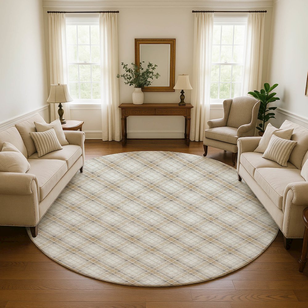 Luxury Washable Indoor/Outdoor Soft Essentials SE3 Ivory 8' x 8' Rug