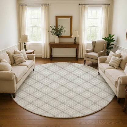 Luxury Washable Indoor/Outdoor Soft Essentials SE3 Ivory 8' x 8' Rug
