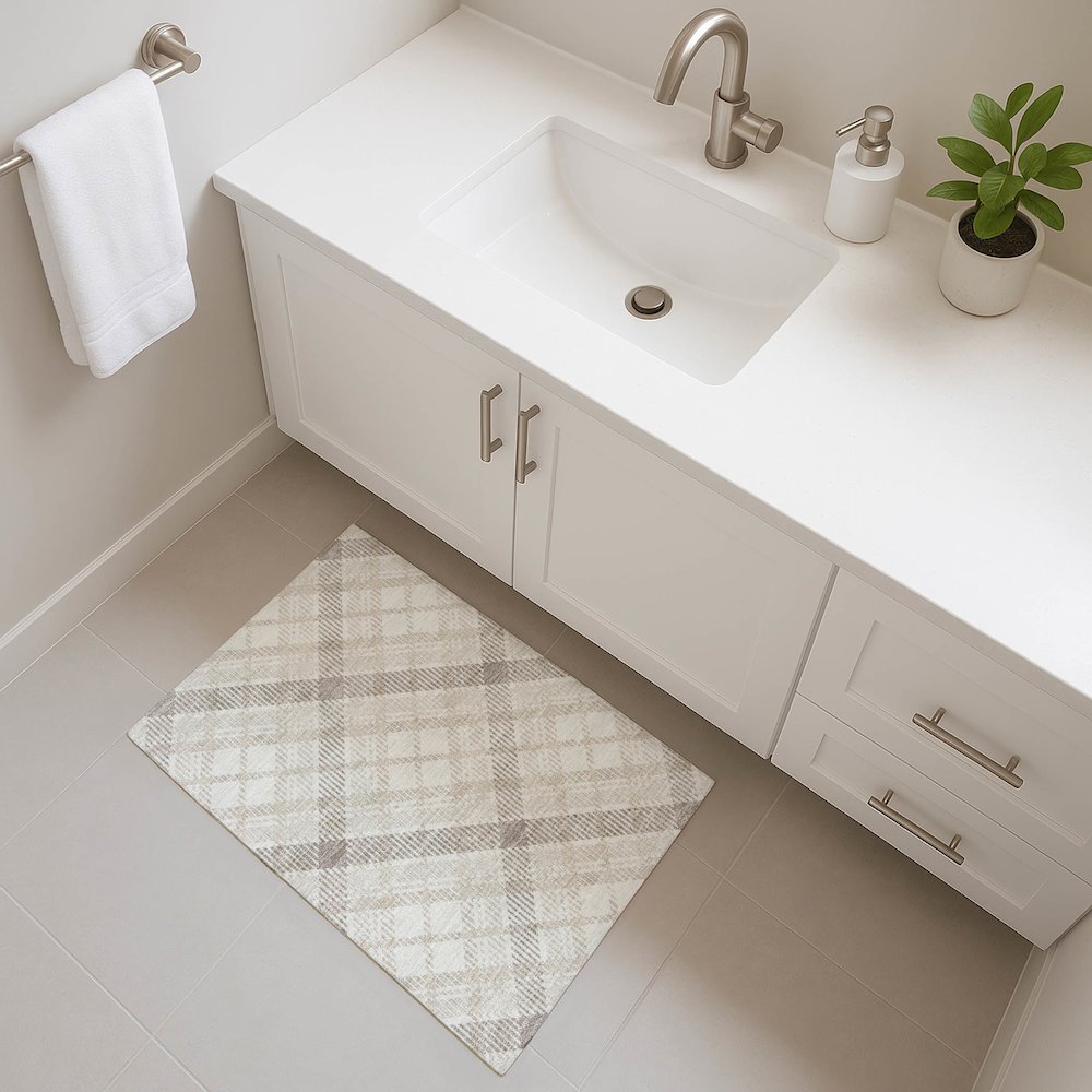 Luxury Washable Indoor/Outdoor Soft Essentials SE3 Ivory 1'8" x 2'6" Rug