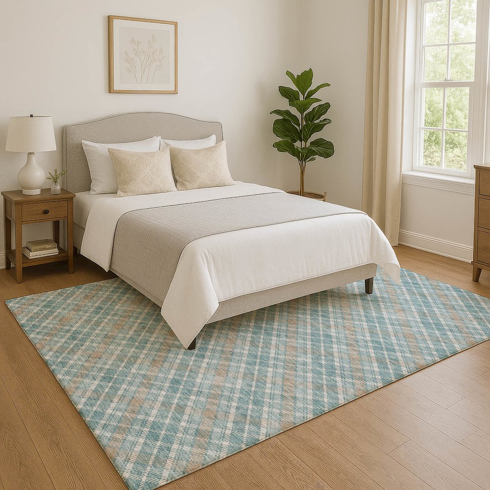 Luxury Washable Indoor/Outdoor Soft Essentials SE3 Teal 2'6" x 3'10" Rug