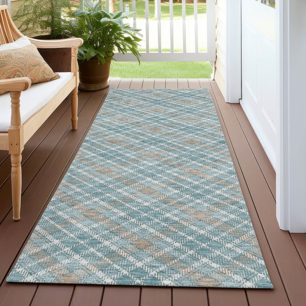 Luxury Washable Indoor/Outdoor Soft Essentials SE3 Teal 2'3" x 7'6" Runner Rug
