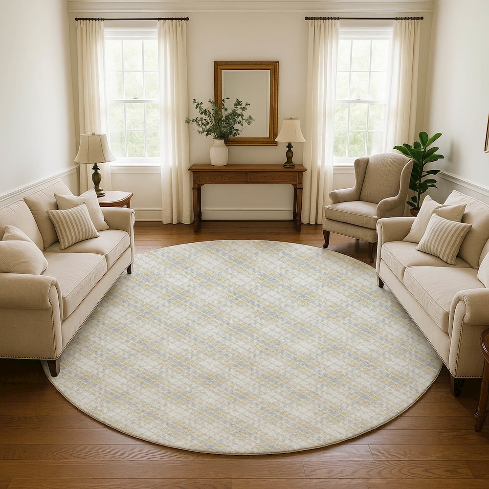 Luxury Washable Indoor/Outdoor Soft Essentials SE3 Gold 8' x 8' Rug