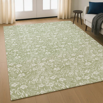 Luxury Washable Indoor/Outdoor Soft Essentials SE4 Green 2'6" x 3'10" Rug
