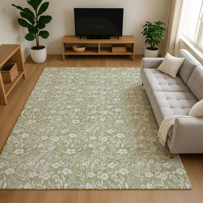 Luxury Washable Indoor/Outdoor Soft Essentials SE4 Green 2'6" x 3'10" Rug