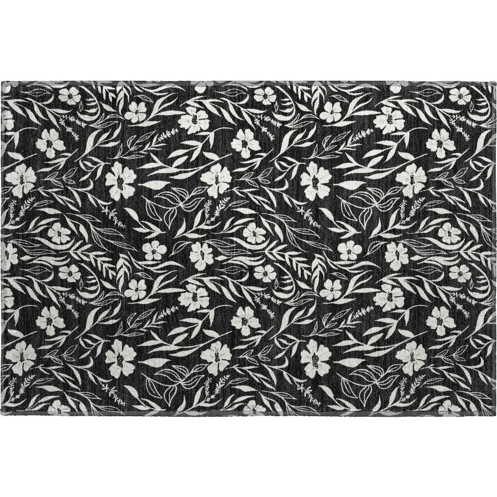 Luxury Washable Indoor/Outdoor Soft Essentials SE4 Black 1'8" x 2'6" Rug