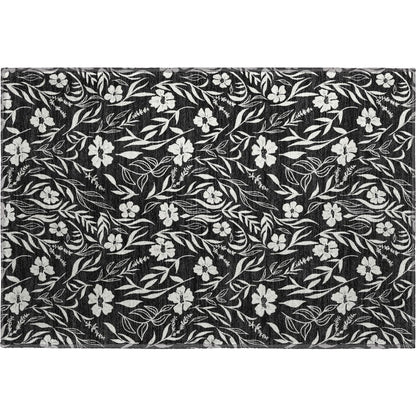 Luxury Washable Indoor/Outdoor Soft Essentials SE4 Black 1'8" x 2'6" Rug