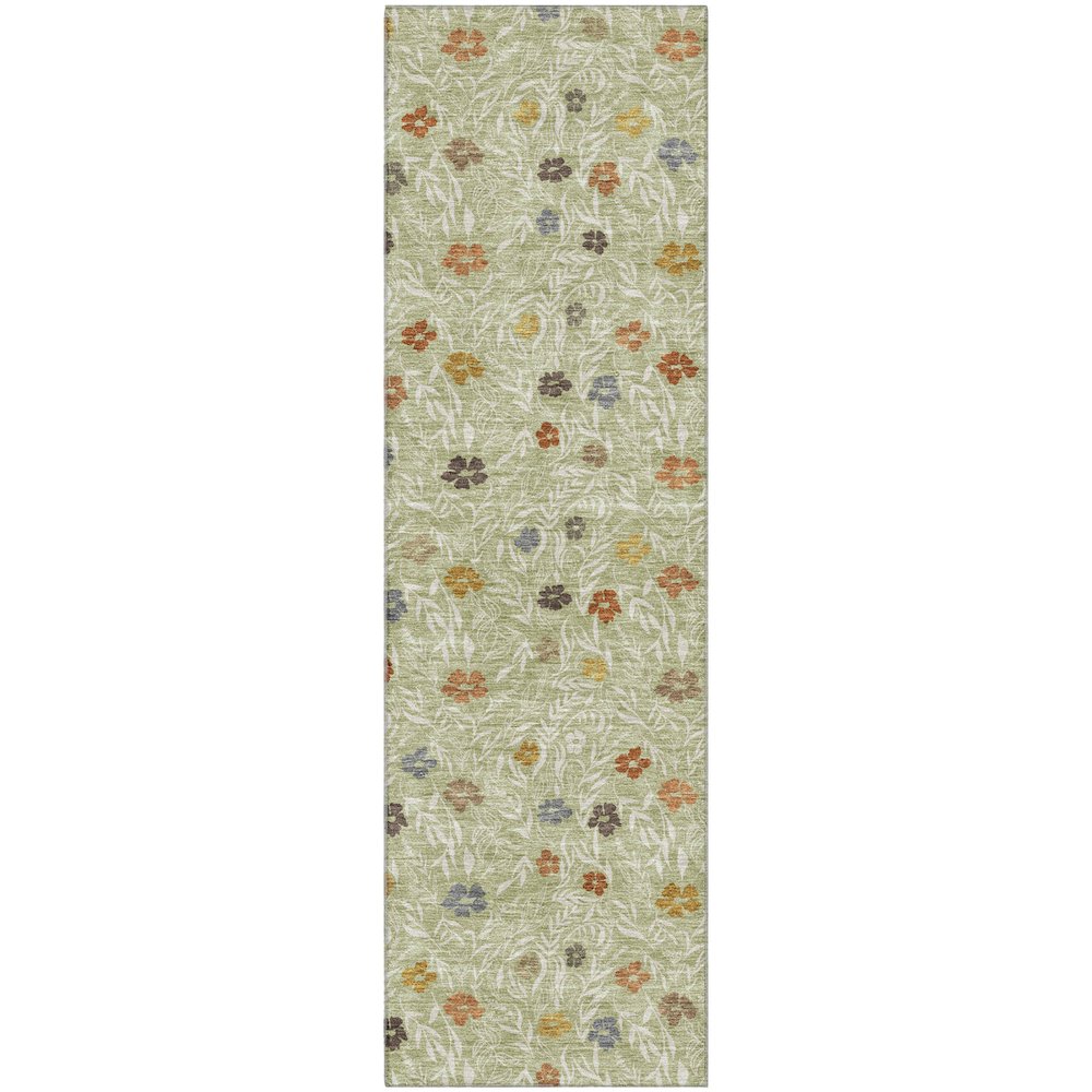 Luxury Washable Indoor/Outdoor Soft Essentials SE4 Green 2'3" x 7'6" Runner Rug