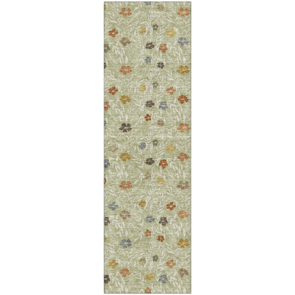 Luxury Washable Indoor/Outdoor Soft Essentials SE4 Green 2'3" x 7'6" Runner Rug
