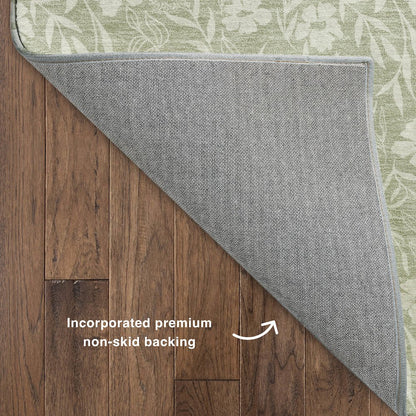 Luxury Washable Indoor/Outdoor Soft Essentials SE4 Green 1'8" x 2'6" Rug