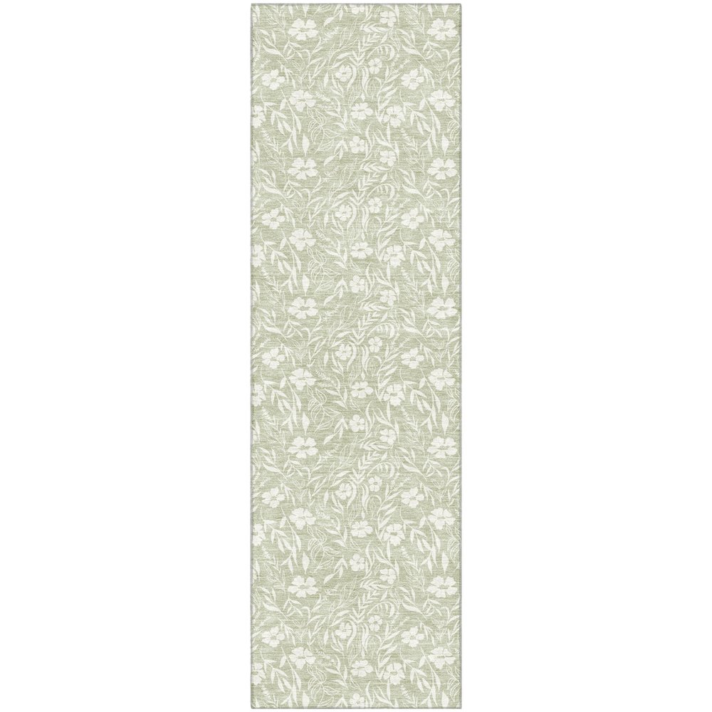 Luxury Washable Indoor/Outdoor Soft Essentials SE4 Green 2'3" x 7'6" Runner Rug