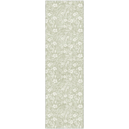 Luxury Washable Indoor/Outdoor Soft Essentials SE4 Green 2'3" x 7'6" Runner Rug