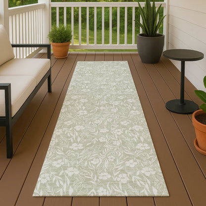 Luxury Washable Indoor/Outdoor Soft Essentials SE4 Green 2'3" x 7'6" Runner Rug