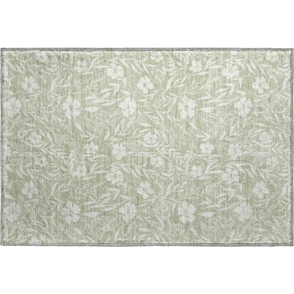 Luxury Washable Indoor/Outdoor Soft Essentials SE4 Green 1'8" x 2'6" Rug