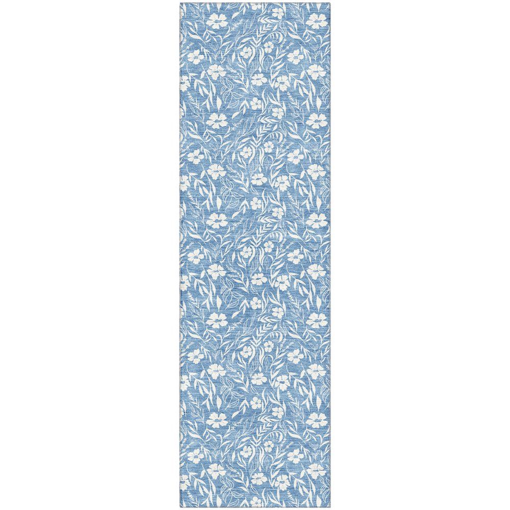 Luxury Washable Indoor/Outdoor Soft Essentials SE4 Blue 2'3" x 7'6" Runner Rug