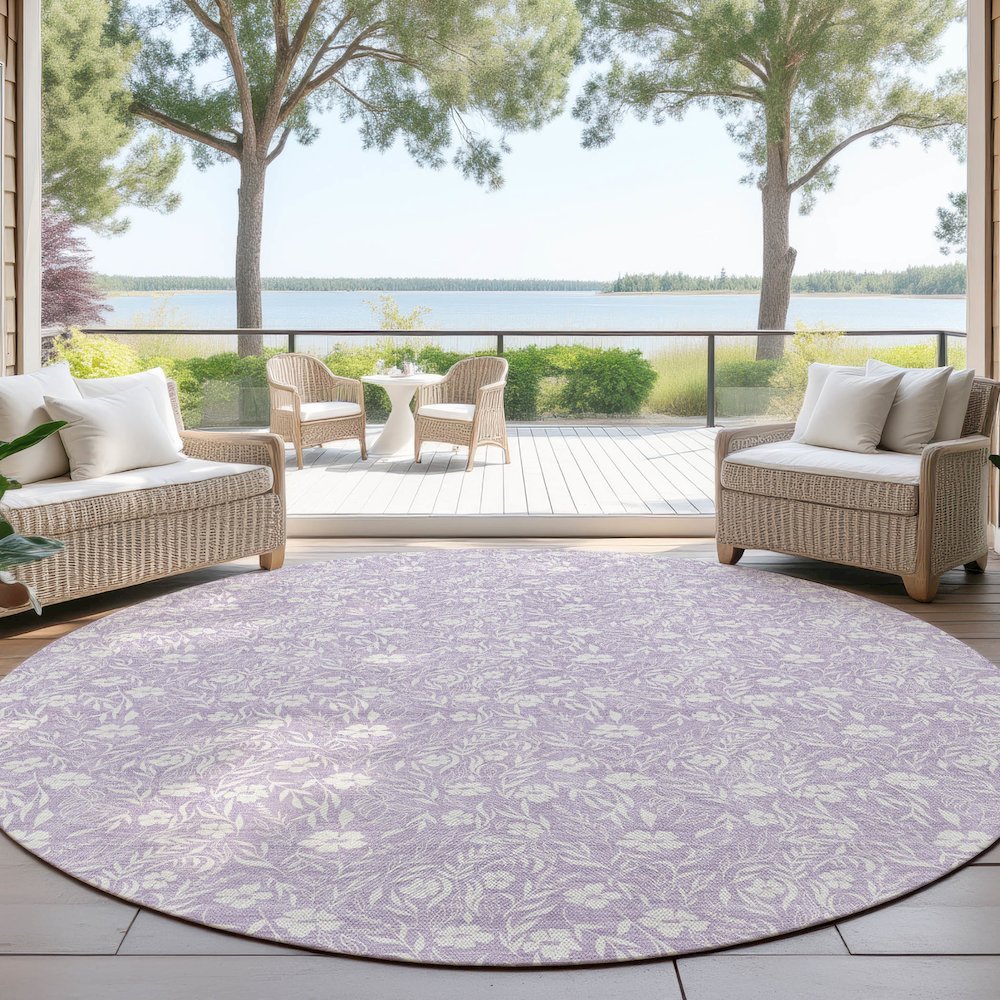Luxury Washable Indoor/Outdoor Soft Essentials SE4 Purple 8' x 8' Rug
