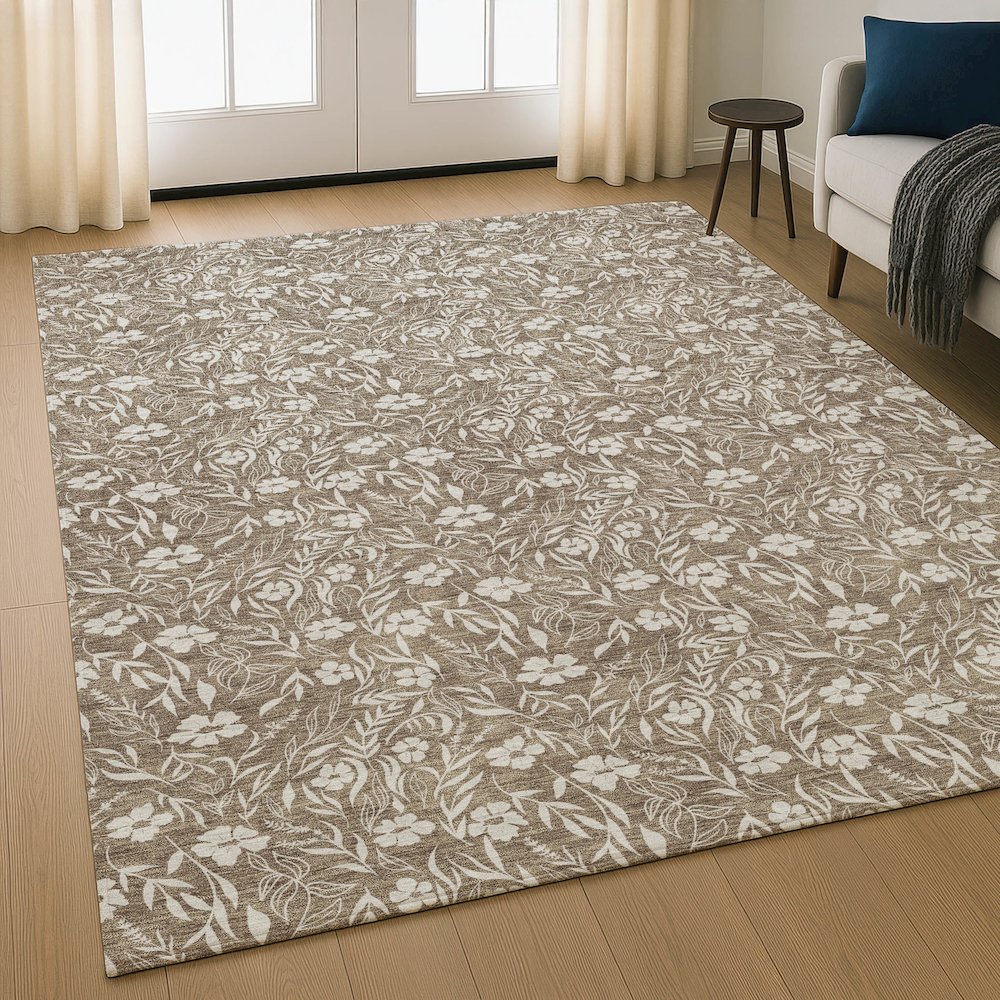 Luxury Washable Indoor/Outdoor Soft Essentials SE4 Brown 2'6" x 3'10" Rug