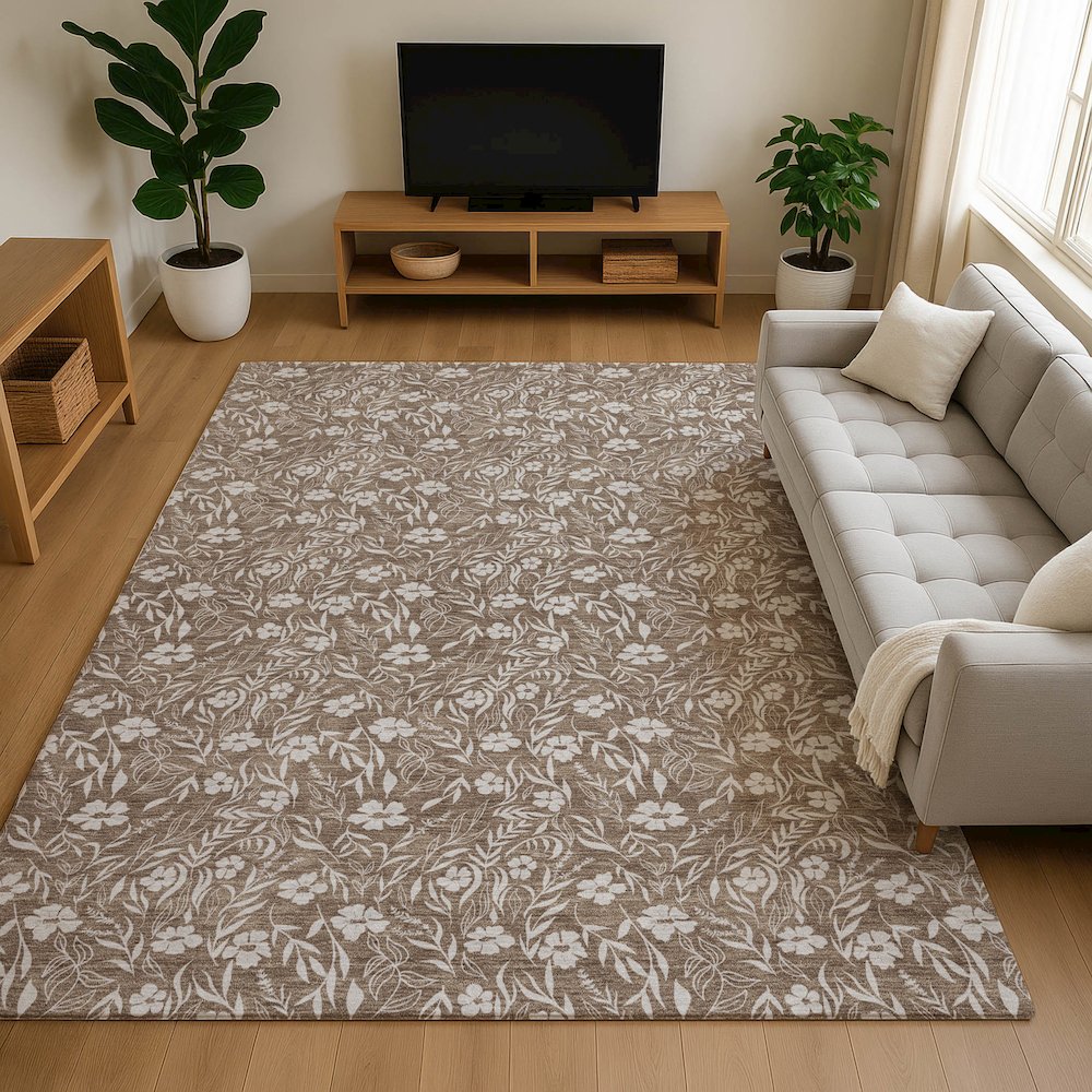 Luxury Washable Indoor/Outdoor Soft Essentials SE4 Brown 2'6" x 3'10" Rug
