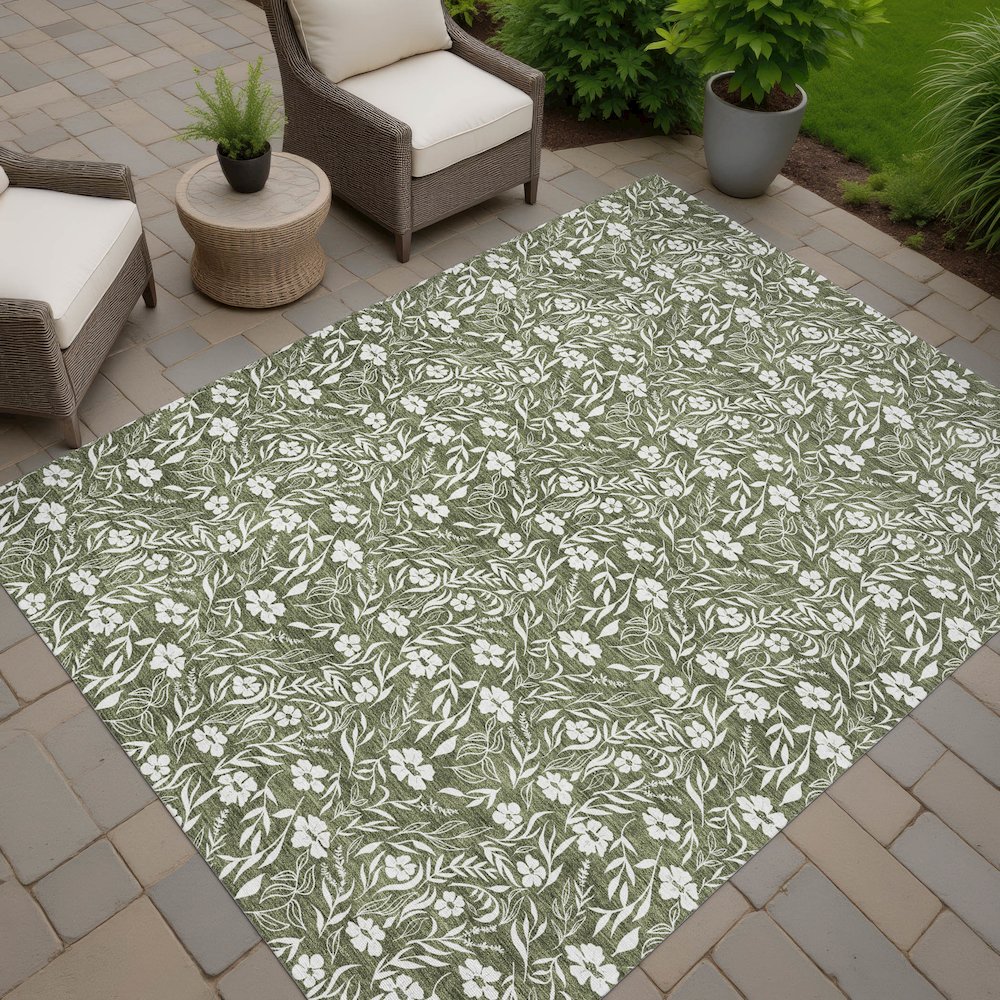 Luxury Washable Indoor/Outdoor Soft Essentials SE4 Green 1'8" x 2'6" Rug