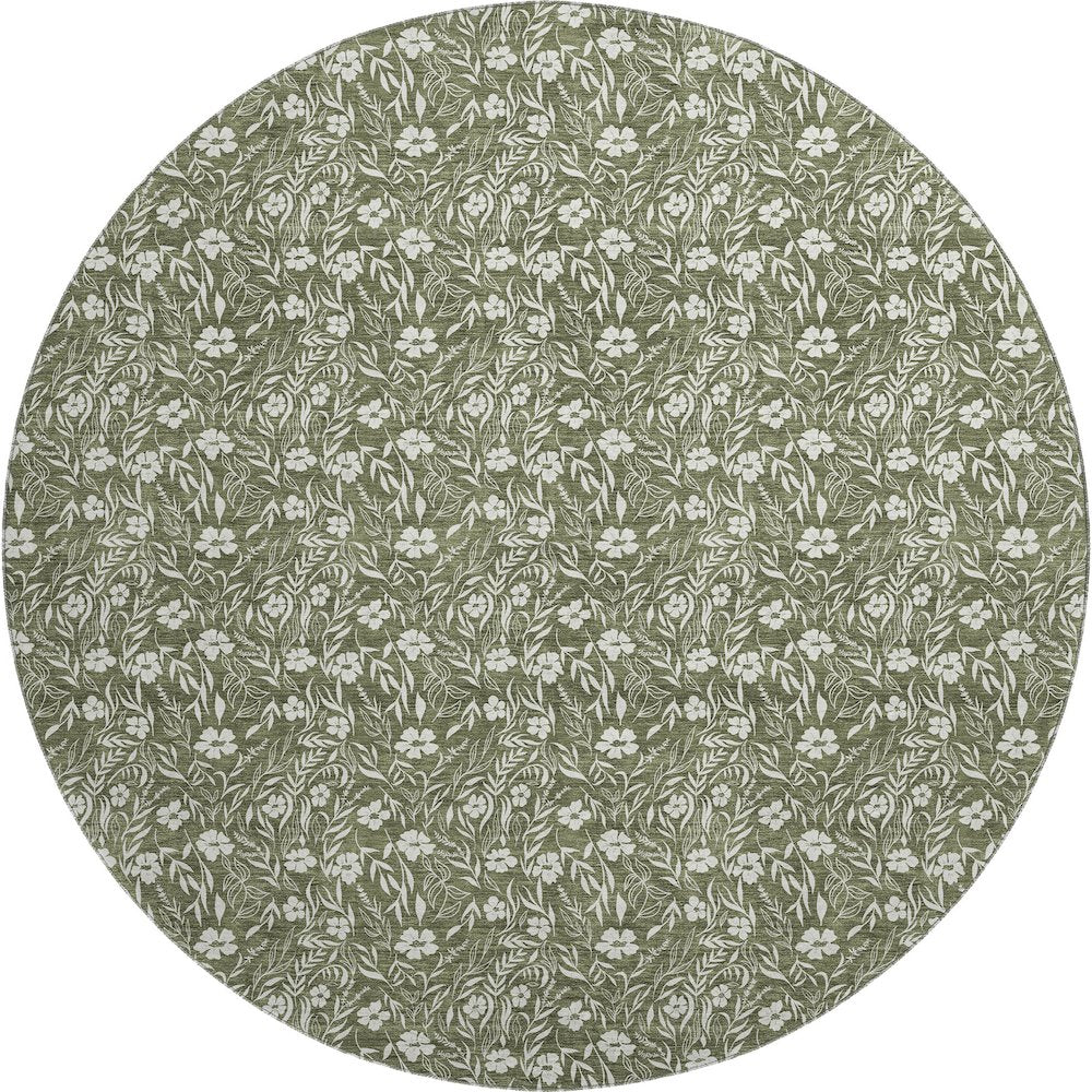 Luxury Washable Indoor/Outdoor Soft Essentials SE4 Green 8' x 8' Rug