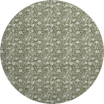 Luxury Washable Indoor/Outdoor Soft Essentials SE4 Green 8' x 8' Rug