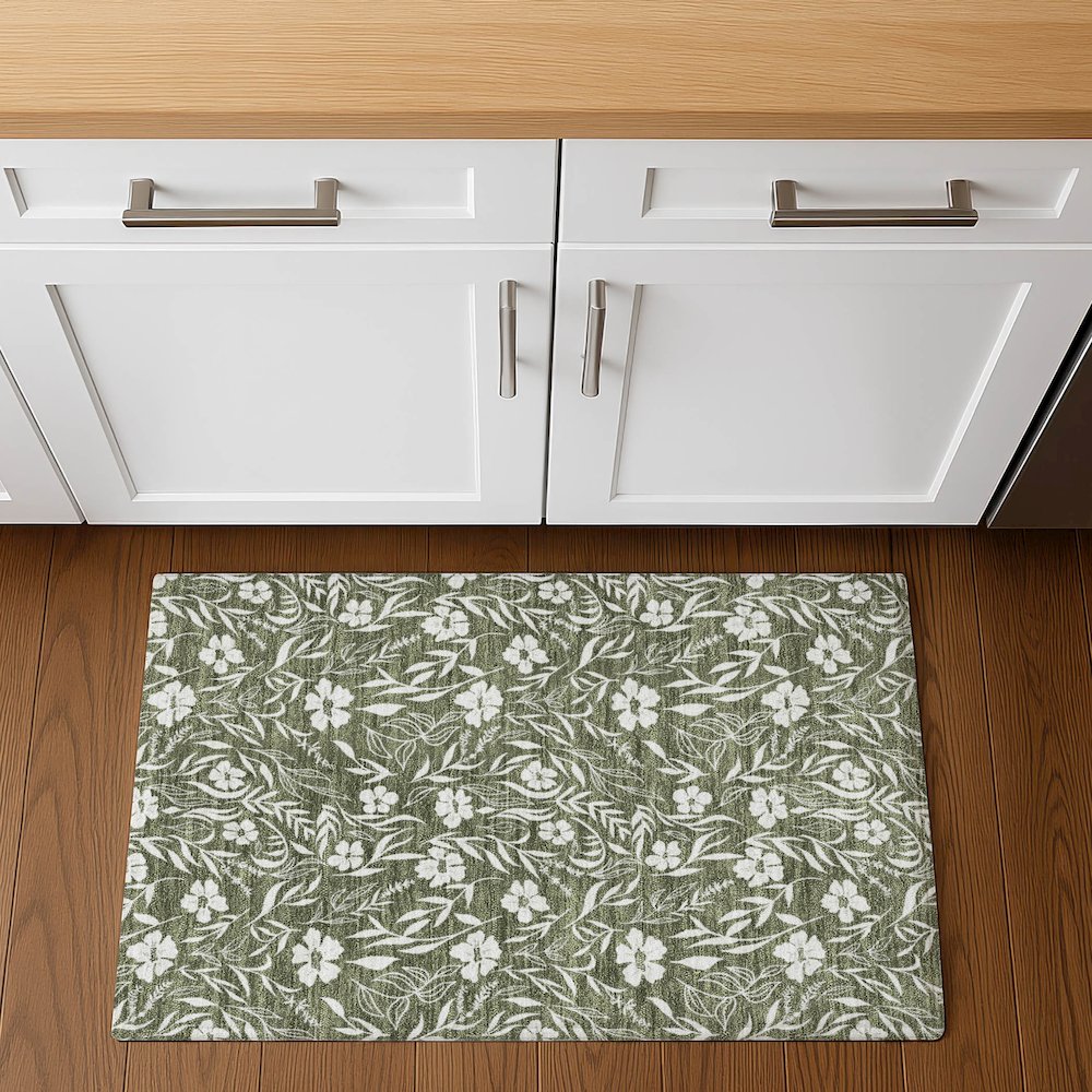 Luxury Washable Indoor/Outdoor Soft Essentials SE4 Green 1'8" x 2'6" Rug