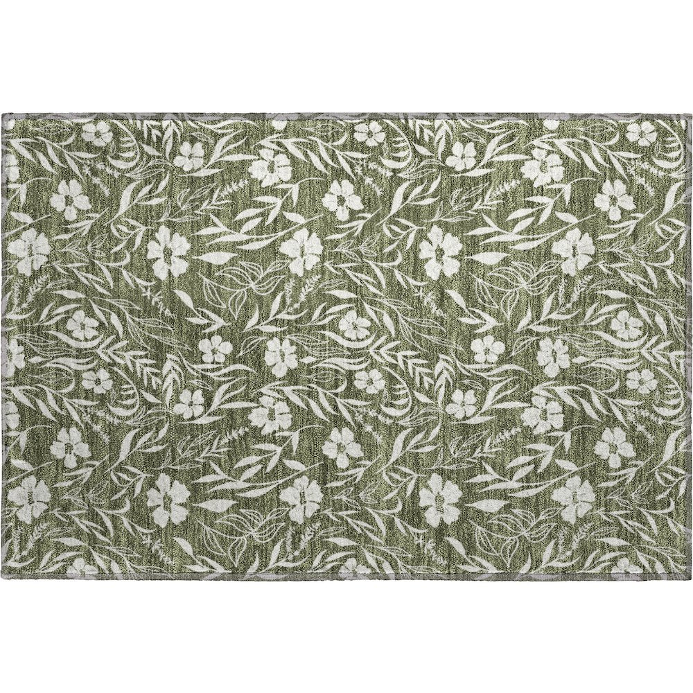 Luxury Washable Indoor/Outdoor Soft Essentials SE4 Green 1'8" x 2'6" Rug