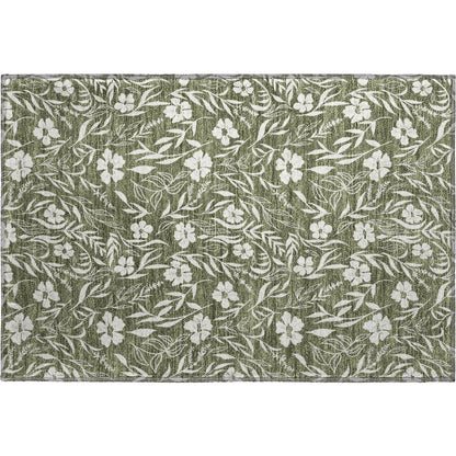 Luxury Washable Indoor/Outdoor Soft Essentials SE4 Green 1'8" x 2'6" Rug