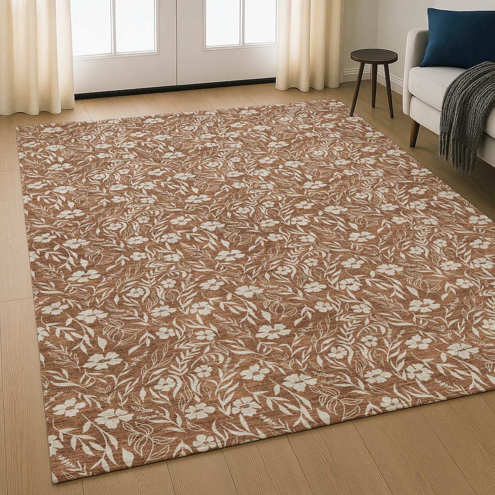 Luxury Washable Indoor/Outdoor Soft Essentials SE4 Orange 2'6" x 3'10" Rug