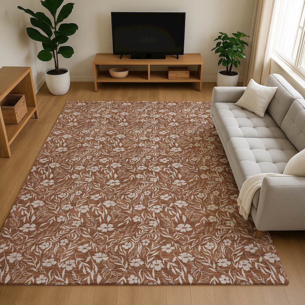 Luxury Washable Indoor/Outdoor Soft Essentials SE4 Orange 2'6" x 3'10" Rug