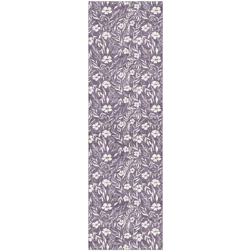 Luxury Washable Indoor/Outdoor Soft Essentials SE4 Purple 2'3" x 7'6" Runner Rug