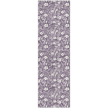 Luxury Washable Indoor/Outdoor Soft Essentials SE4 Purple 2'3" x 7'6" Runner Rug