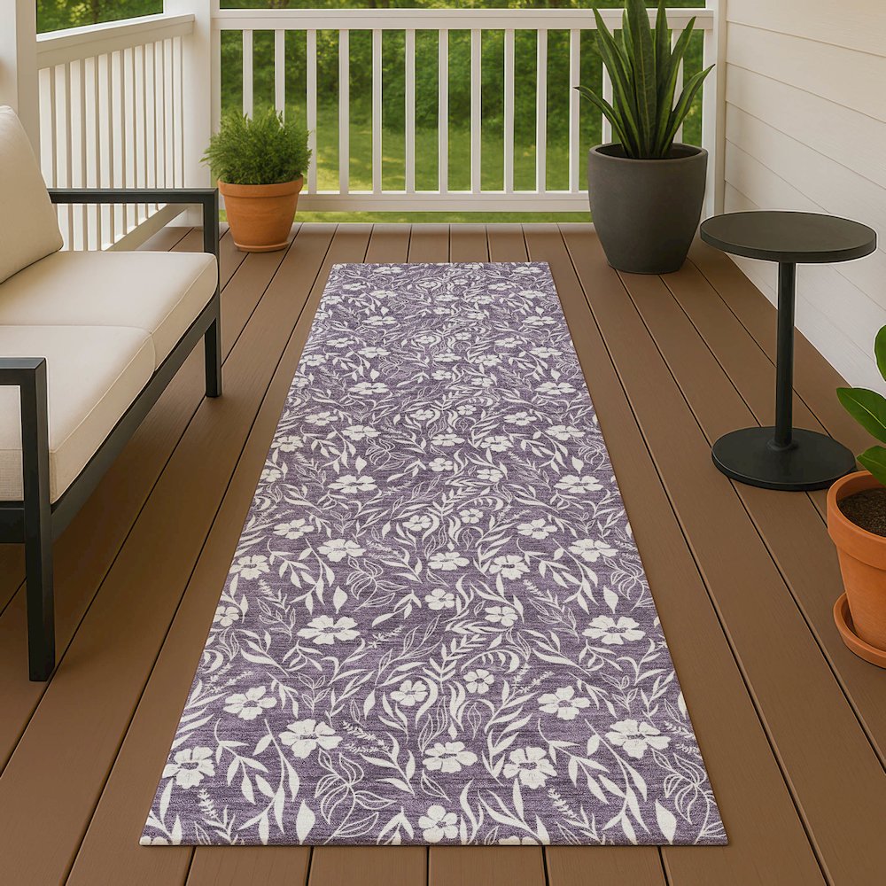 Luxury Washable Indoor/Outdoor Soft Essentials SE4 Purple 2'3" x 7'6" Runner Rug