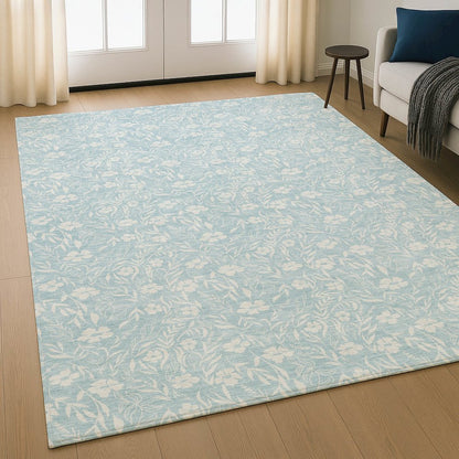 Luxury Washable Indoor/Outdoor Soft Essentials SE4 Blue 2'6" x 3'10" Rug