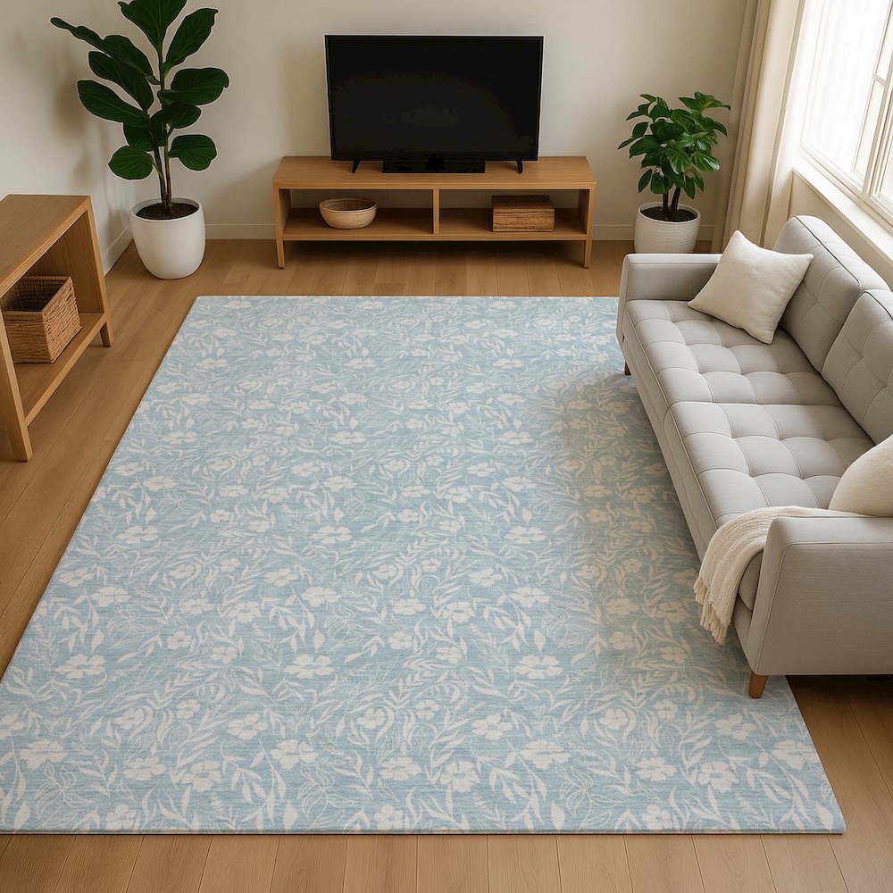 Luxury Washable Indoor/Outdoor Soft Essentials SE4 Blue 2'6" x 3'10" Rug