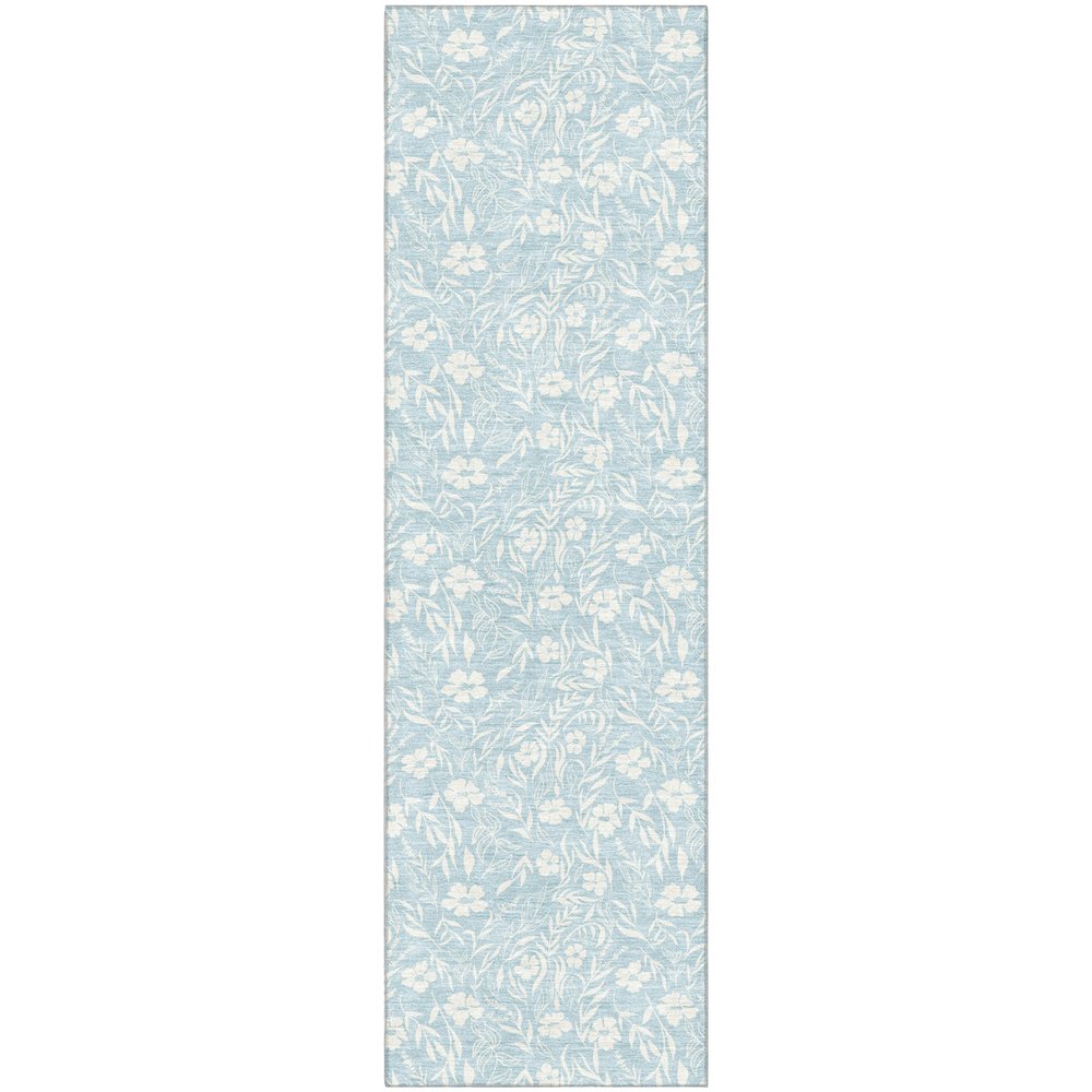 Luxury Washable Indoor/Outdoor Soft Essentials SE4 Blue 2'3" x 7'6" Runner Rug